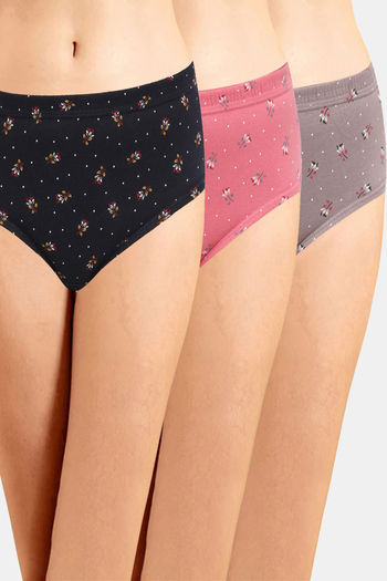 Buy Incare High Rise Full Coverage Hipster Panty (Pack of 3) - Multicolor